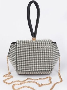 Rhinestone Wrist Band Flap Clutch